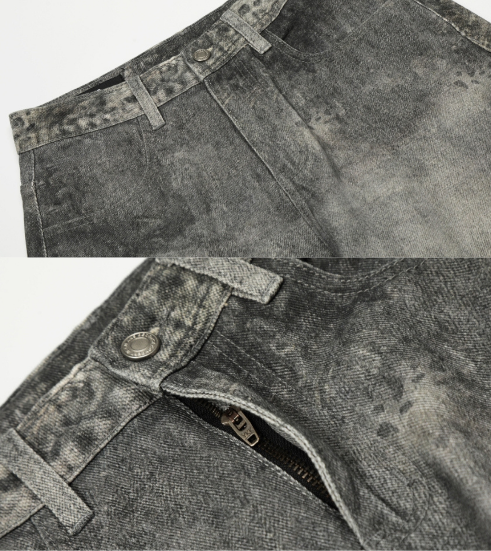 Washed Balloon Wide Denim Pants