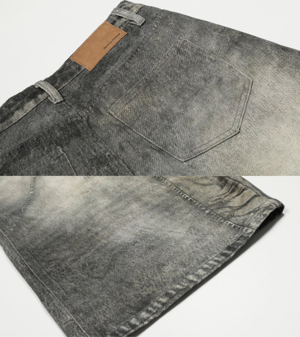 Washed Balloon Wide Denim Pants