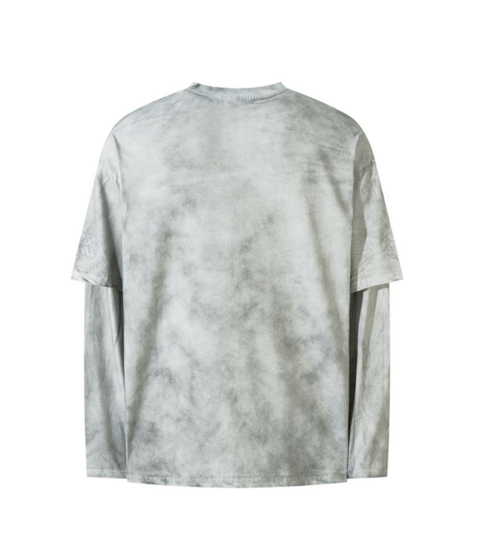 Y2K Marble Wash Double Sleeve Graphic T-Shirt