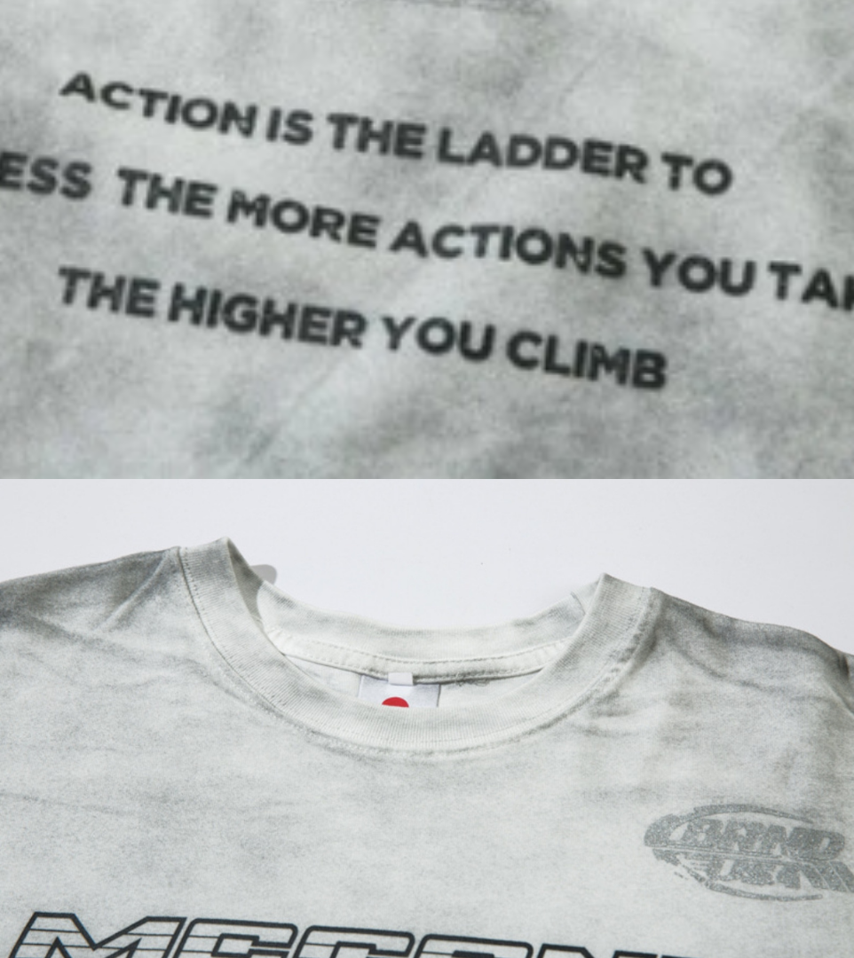 Y2K Marble Wash Double Sleeve Graphic T-Shirt
