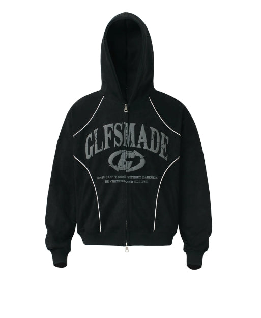 Contrast Line Zip Hoodie