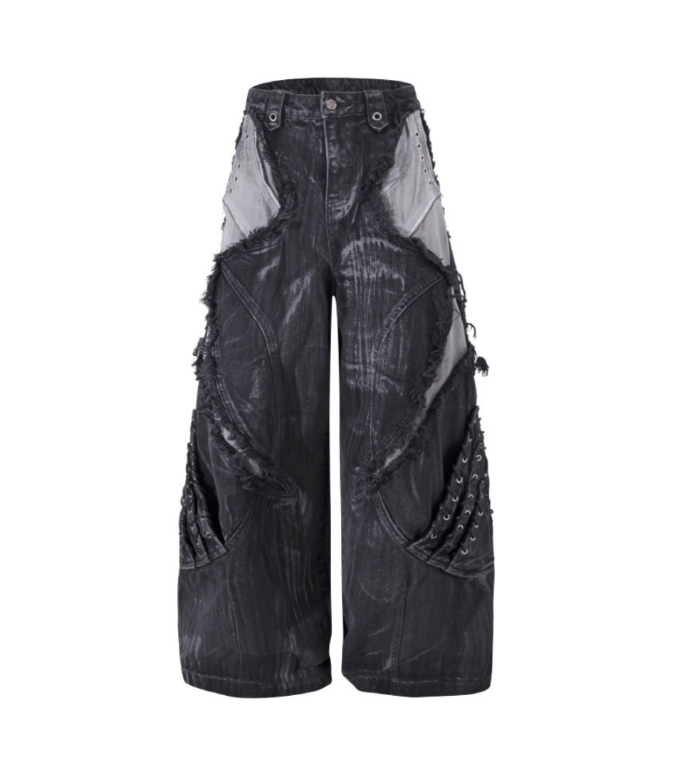 Distressed Tech Cargo Wide Pants