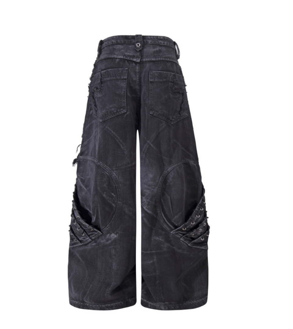 Distressed Tech Cargo Wide Pants