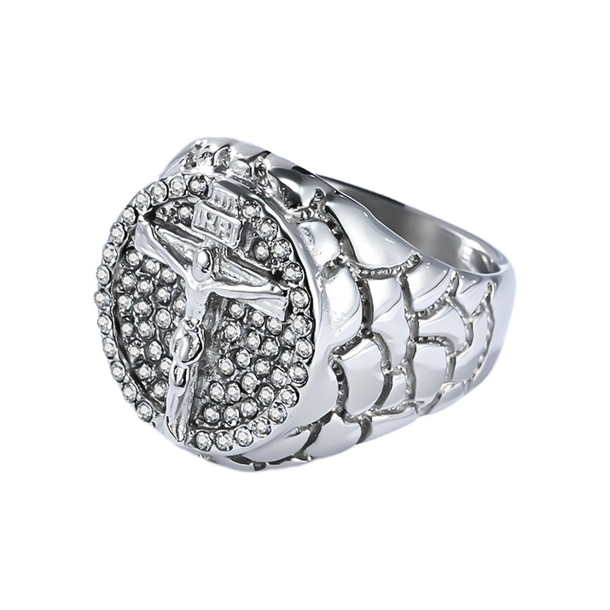 Crucifix Pave Signet Ring
