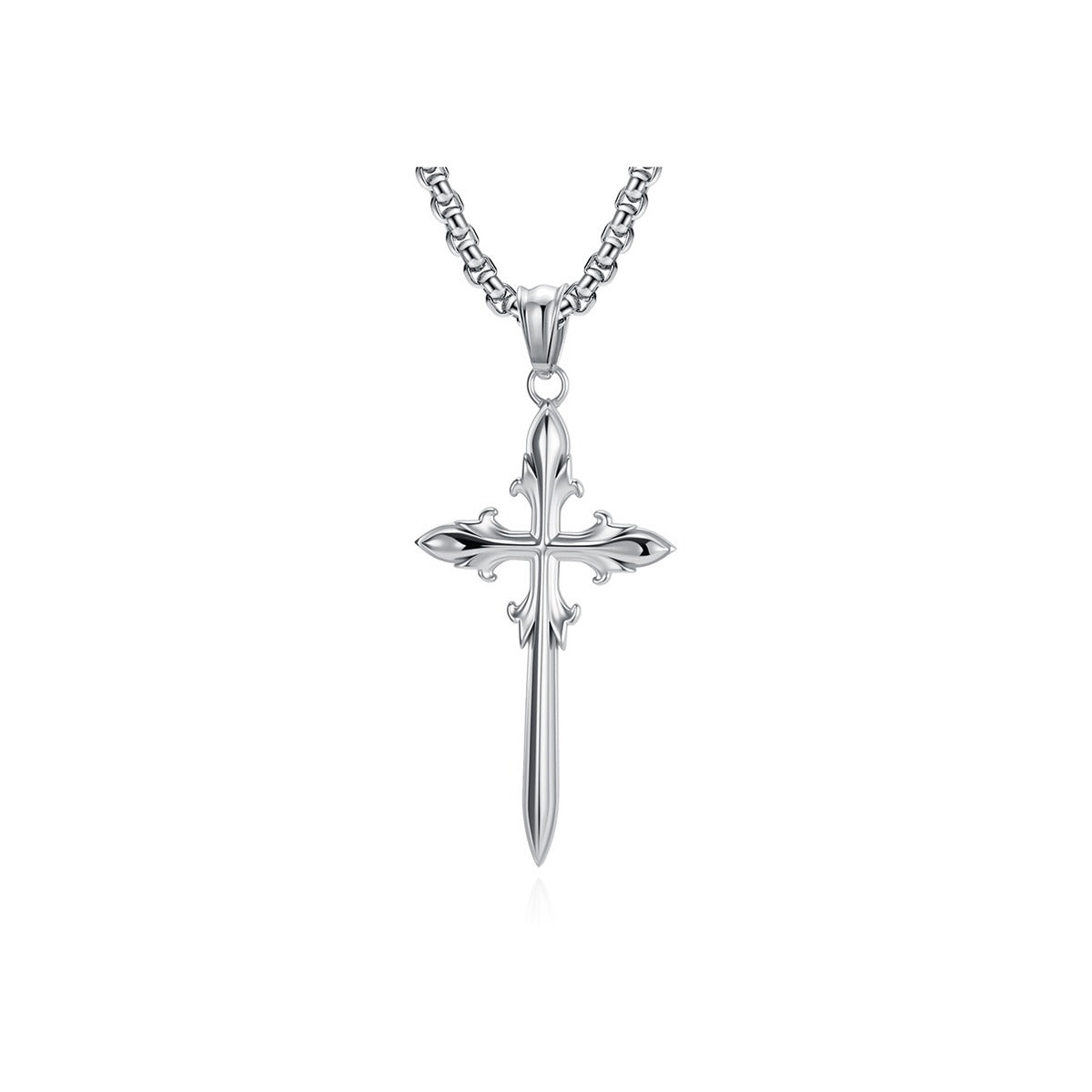 Slim Fleur Cross Necklace