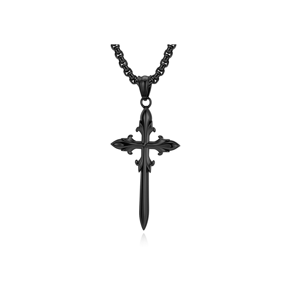 Slim Fleur Cross Necklace