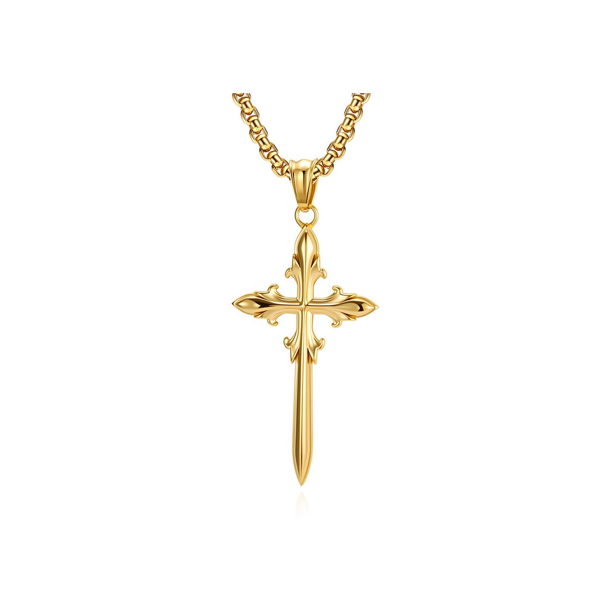 Slim Fleur Cross Necklace
